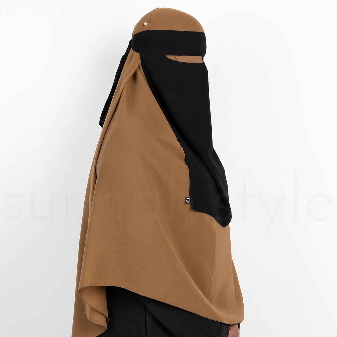 Sunnah Style One Layer Niqab w Nose String Black